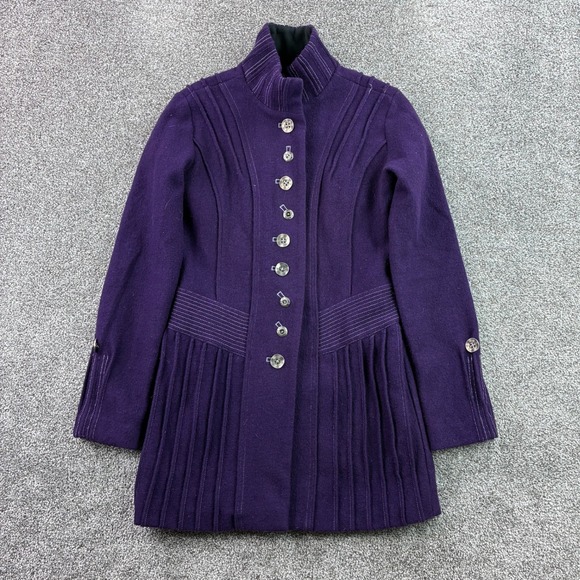 Icelandic Design Jackets & Blazers - Icelandic Design Bailey Jacket Women's Medium Purple Pleated Wool Blend Military